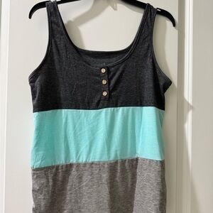 Colorblock Sleeveless Top - Black, Aqua, and Gray